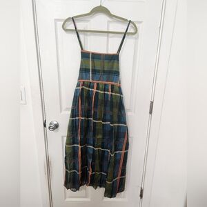 Olive Check Slip Dress